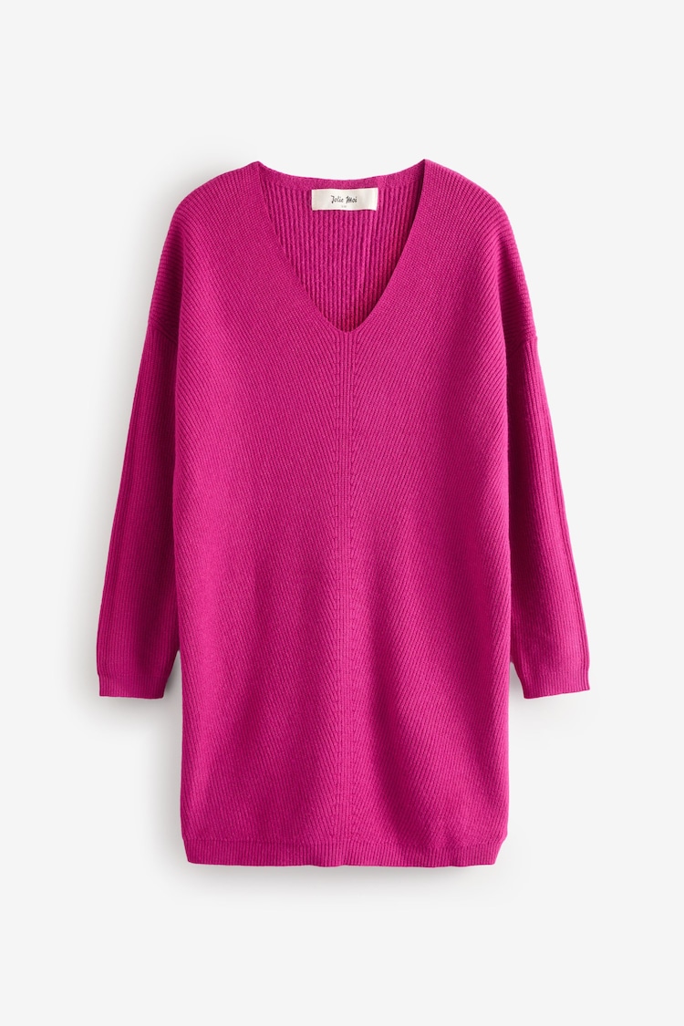 Jolie Moi Pink Ribbed Detail Knit Tunic Jumper - Image 1 of 1