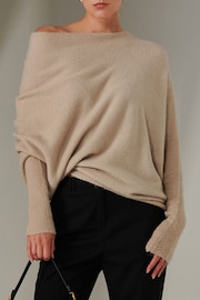 Jolie Moi Ecru Off The Shoulder Soft Knit Jumper - Image 3 of 6