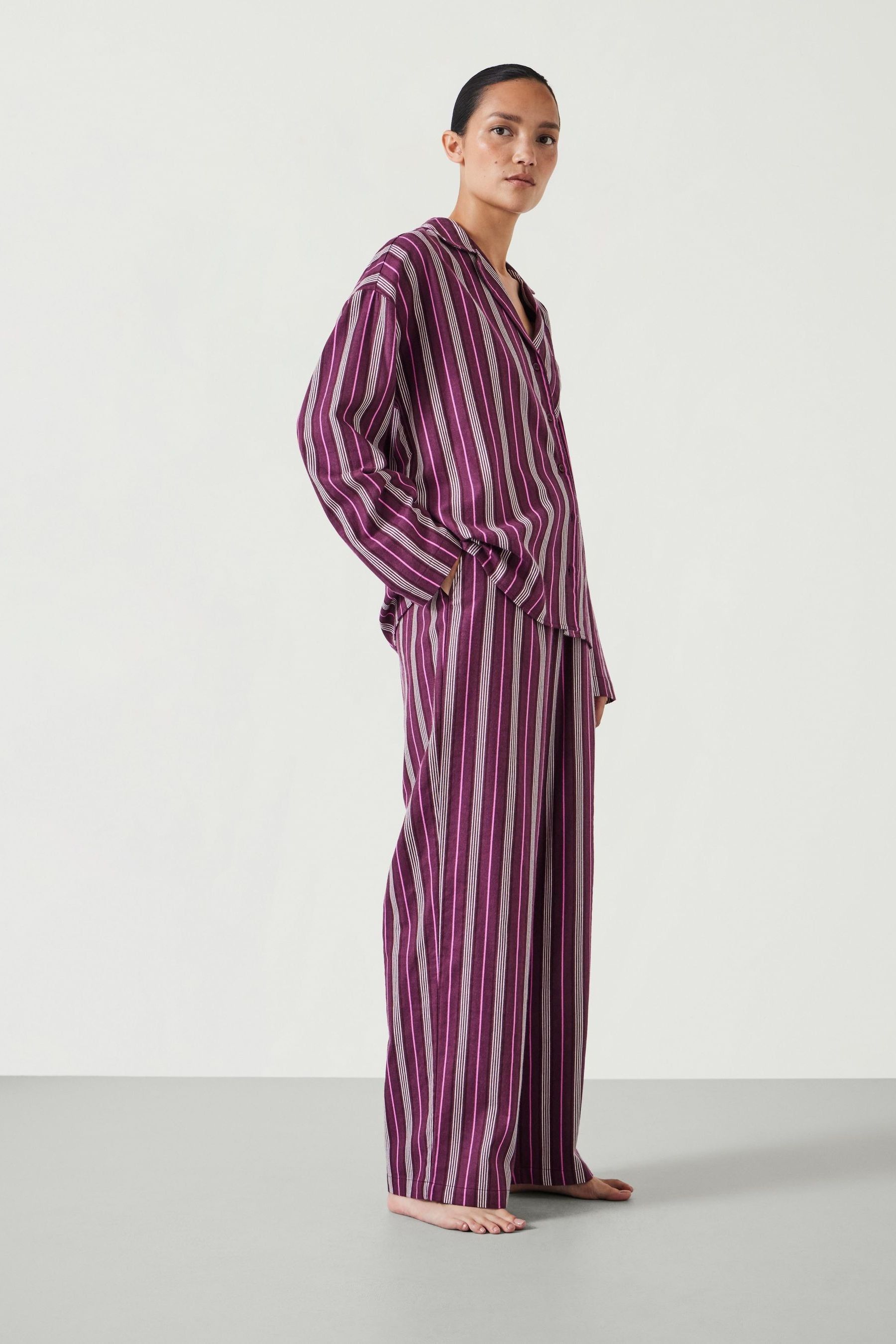 Buy Hush Purple Amita Cotton Flannel Multi Stripe Pyjamas from the Next UK online shop