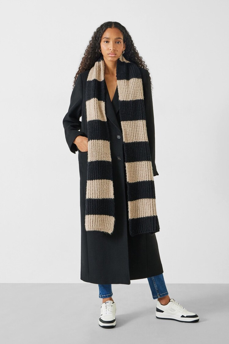 Hush Black Morgan Knitted Stripe Scarf - Image 2 of 5