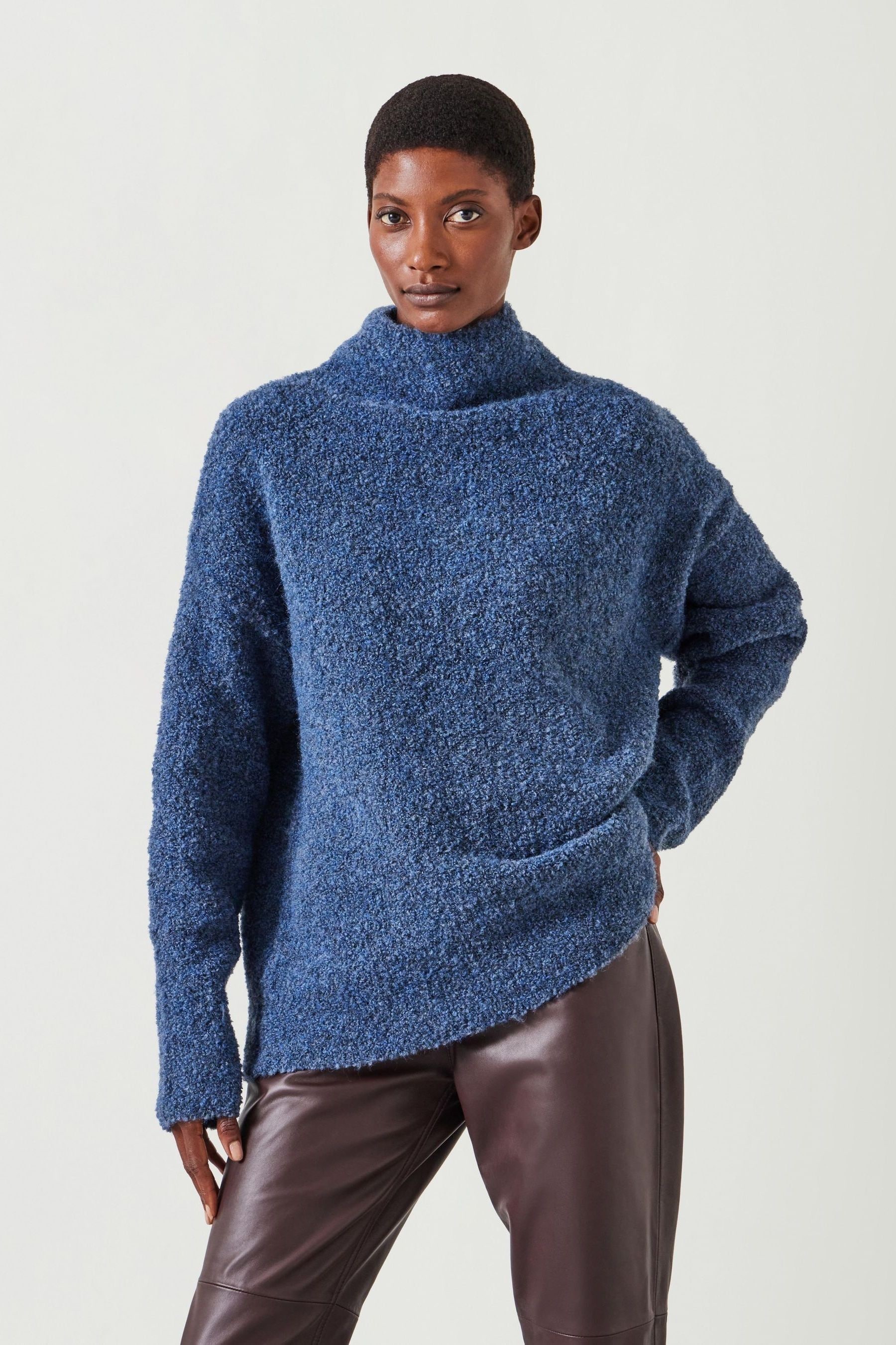 Buy Hush Blue Bailey Relaxed Boucle Funnel Jumper from the Next UK online shop