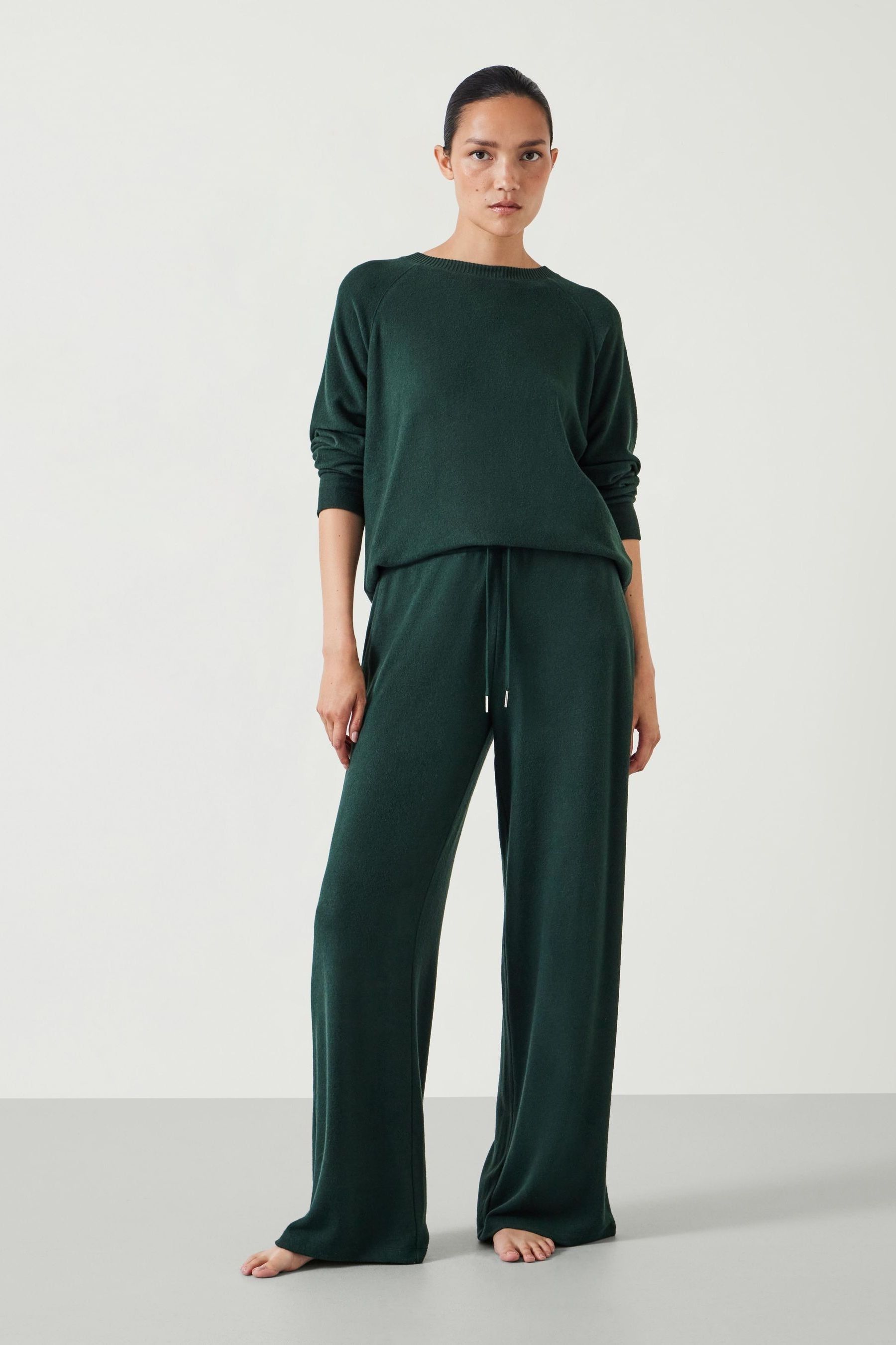 Buy Hush Green Elle Supersoft Wide Leg Joggers from the Next UK online shop