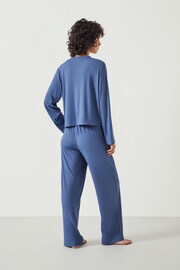 Hush Blue Cody Ribbed Modal Blend Pyjamas - Image 3 of 5