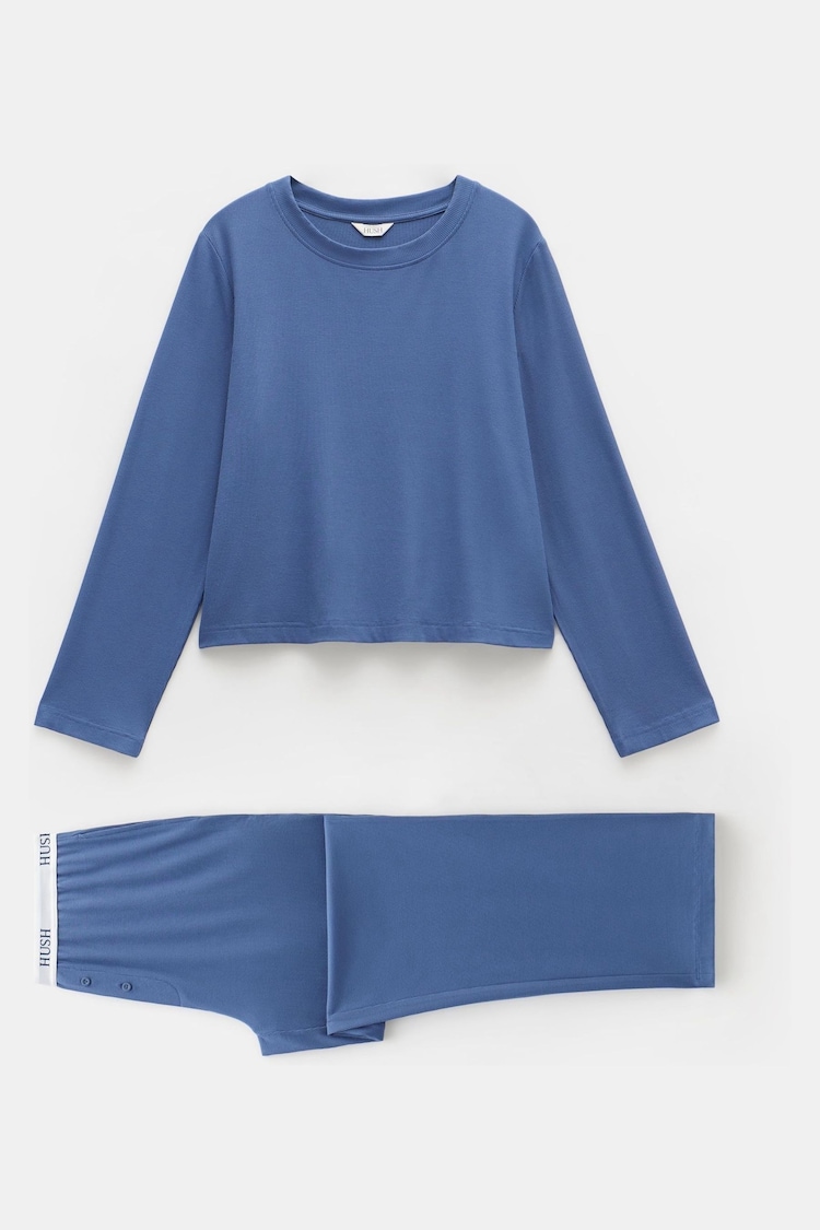 Hush Blue Cody Ribbed Modal Blend Pyjamas - Image 5 of 5