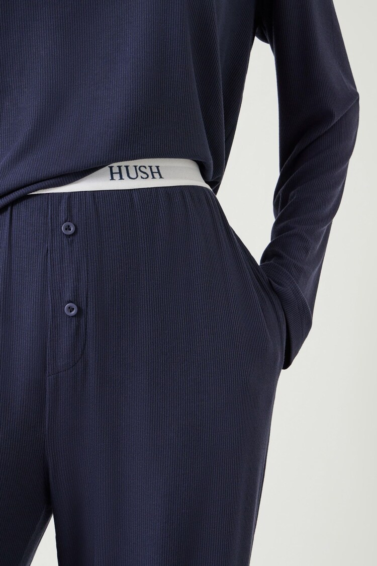 Hush Blue Cody Ribbed Modal Blend Pyjamas - Image 2 of 5