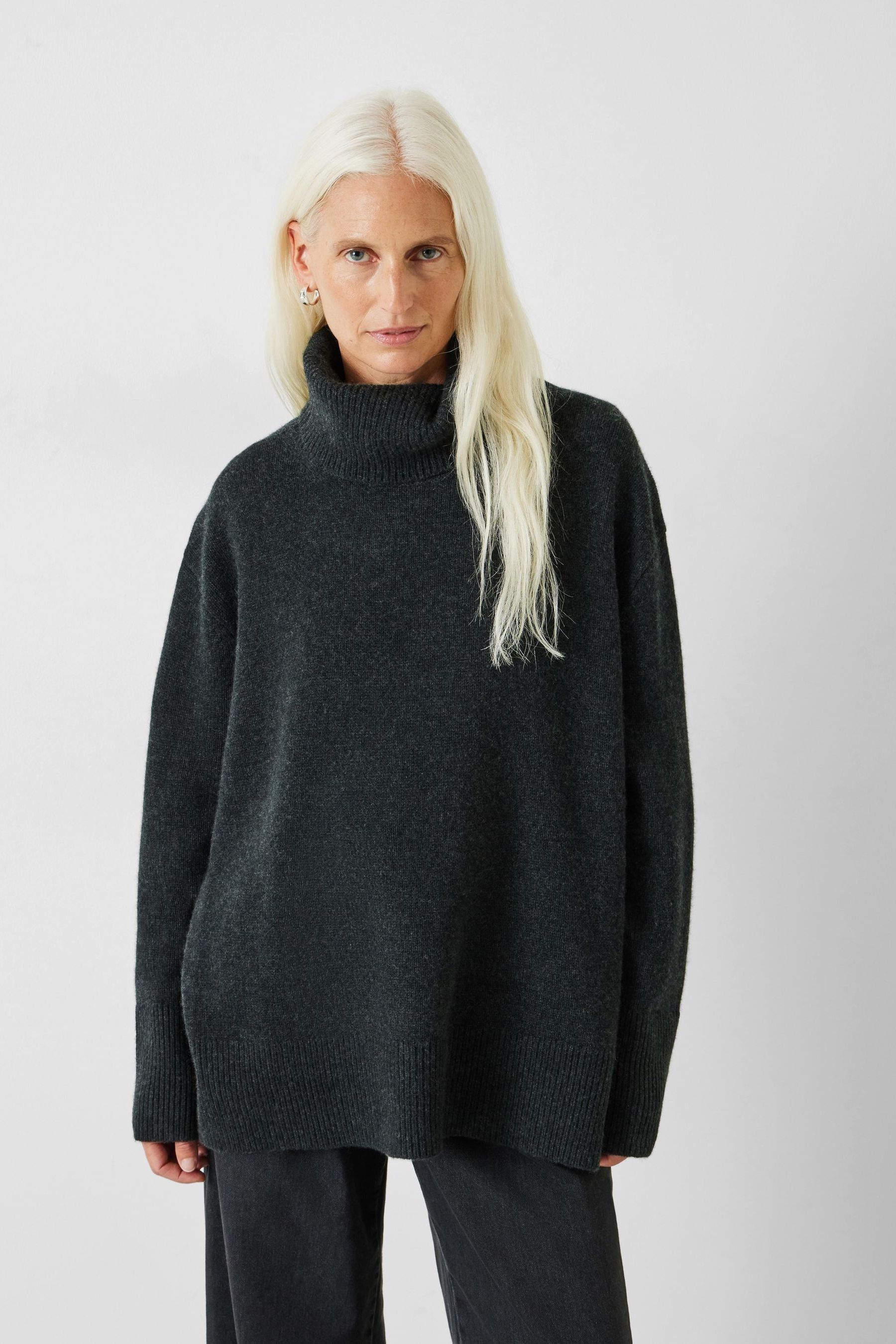 Buy Hush Black Cashmere Chunky Roll Neck Jumper from Next Germany