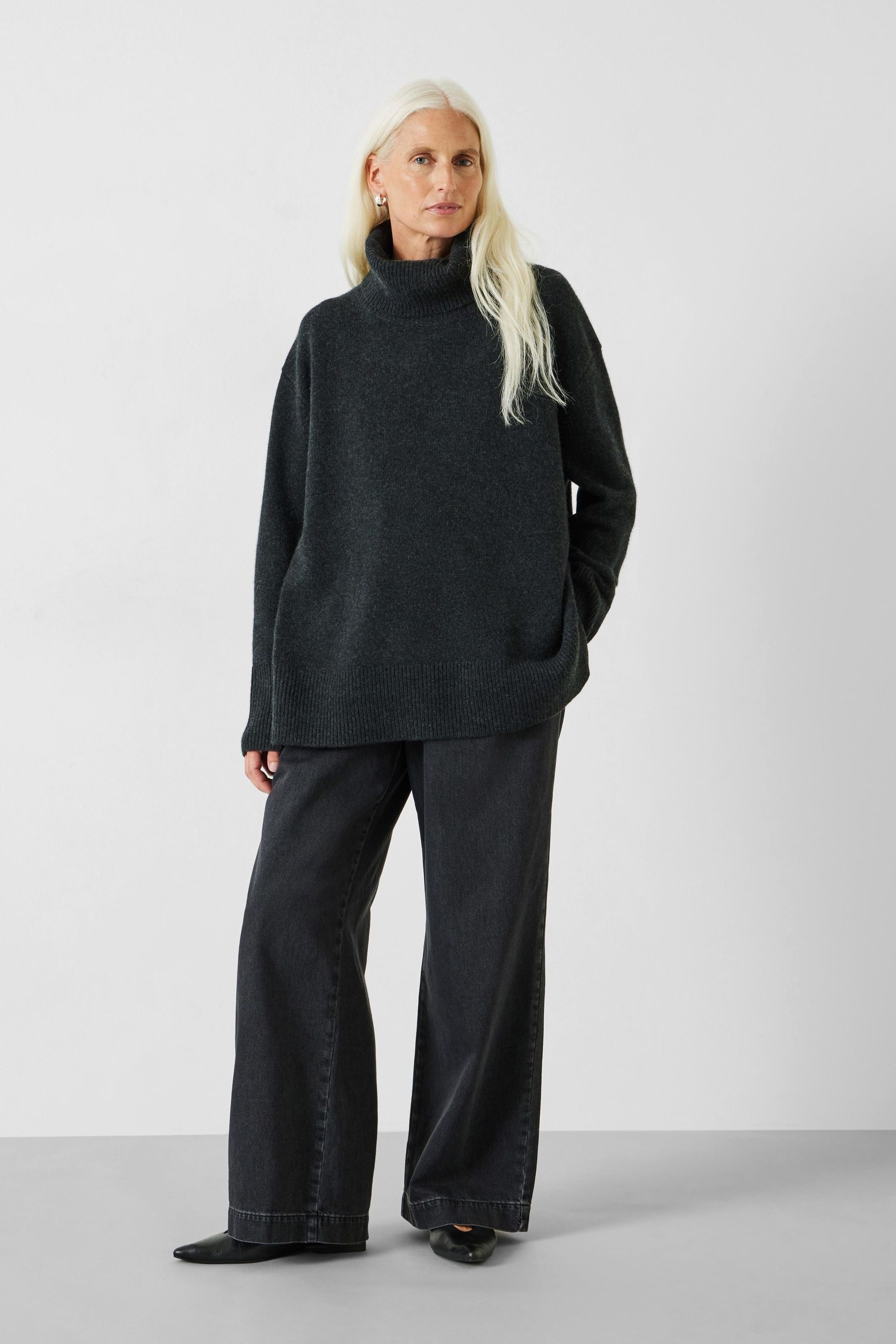 Buy Hush Black Cashmere Chunky Roll Neck Jumper from Next Germany
