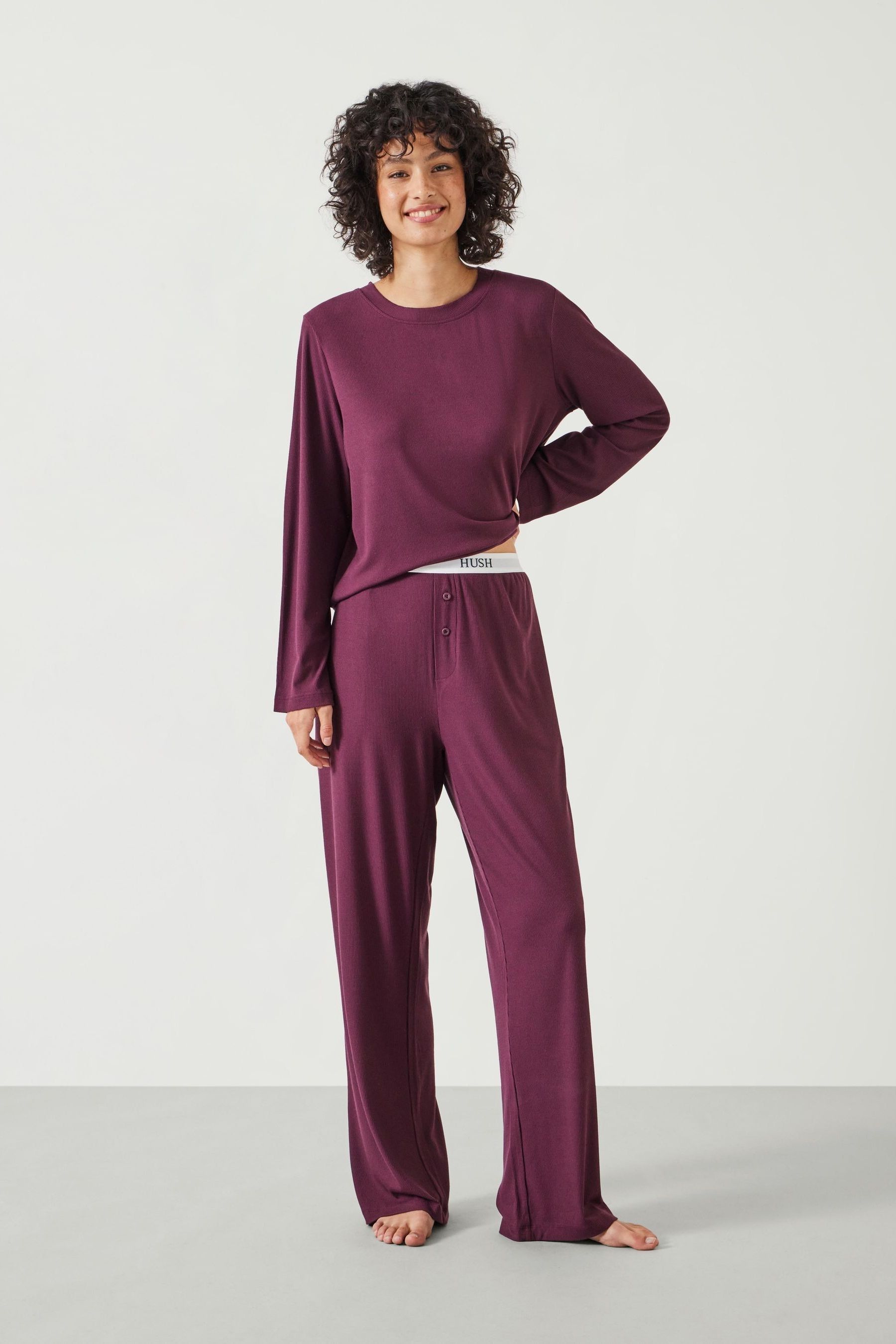 Buy Hush Red Cody Ribbed Modal Blend Pyjamas from Next Sweden