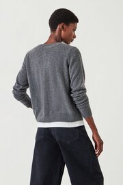 Hush Grey Slim Daphne Cashmere Button Through Cardigan - Image 3 of 5