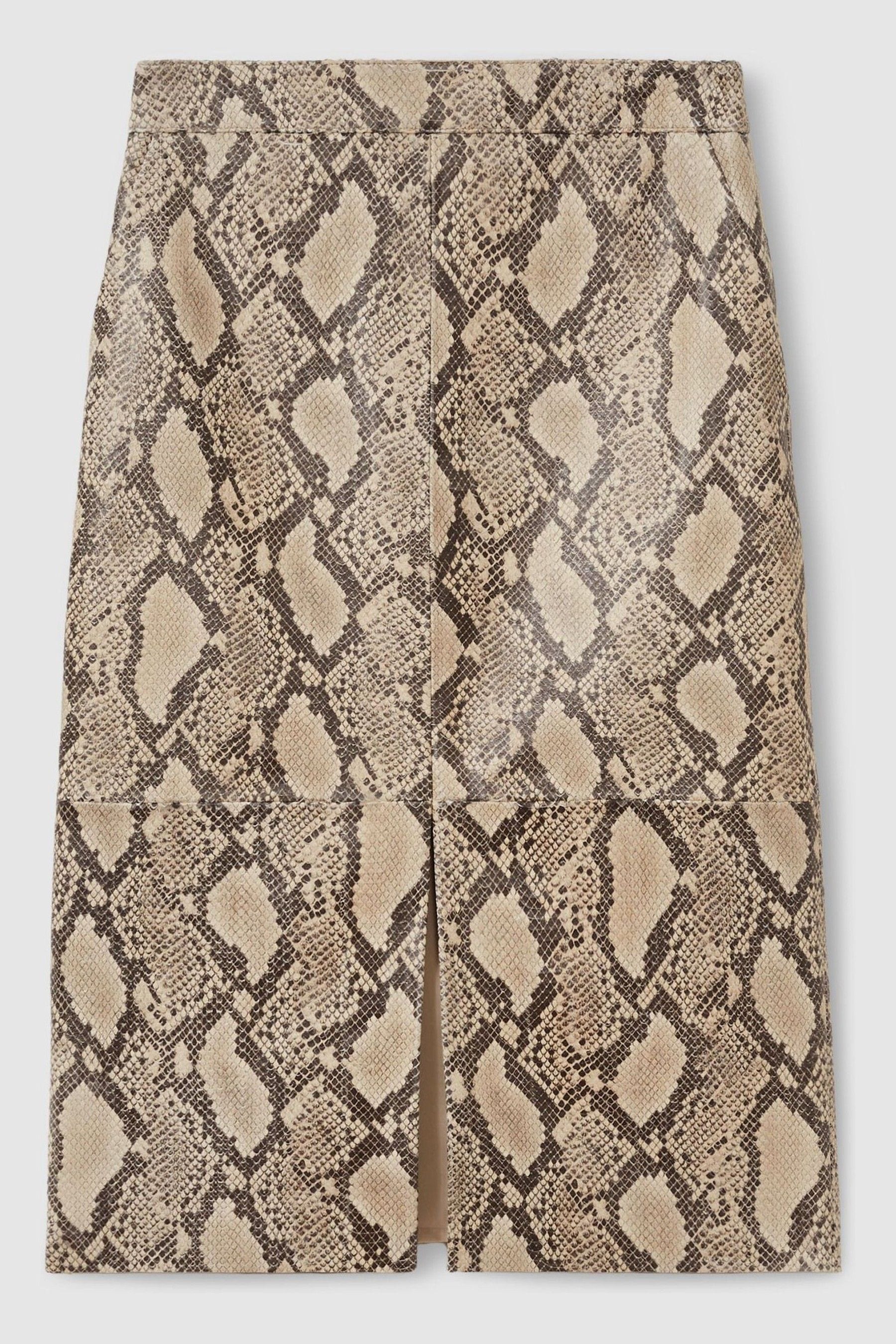 Buy Reiss Neutral Missa Leather Snakeskin Effect Pencil Skirt from Next Malta
