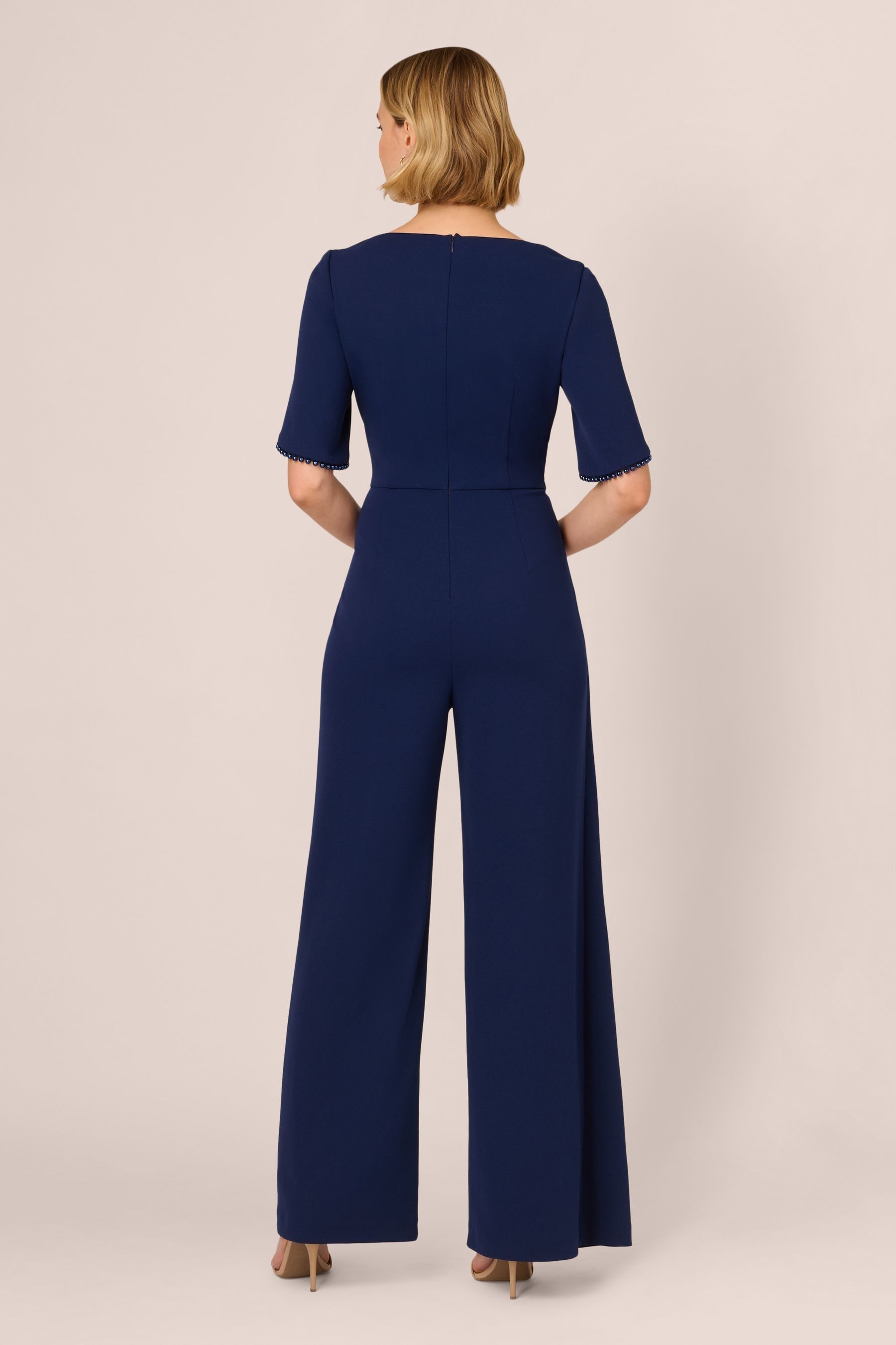 Buy Adrianna Papell Blue Pearl Knit Crepe Jumpsuit from the Next UK online shop