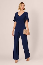 Adrianna Papell Blue Pearl Knit Crepe Jumpsuit - Image 3 of 7