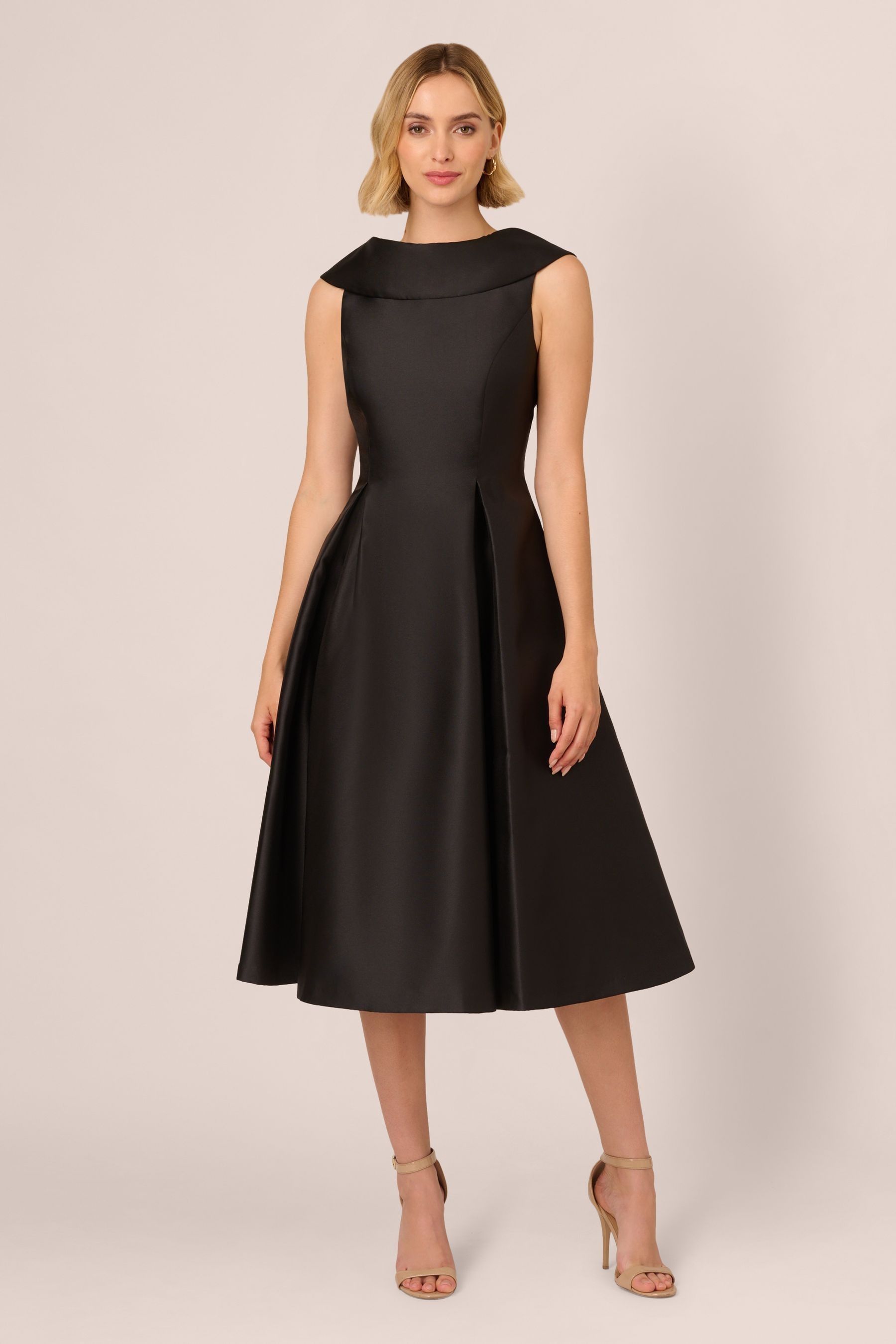 Buy Adrianna Papell Roll Neck Mikado Black Dress from Next Luxembourg