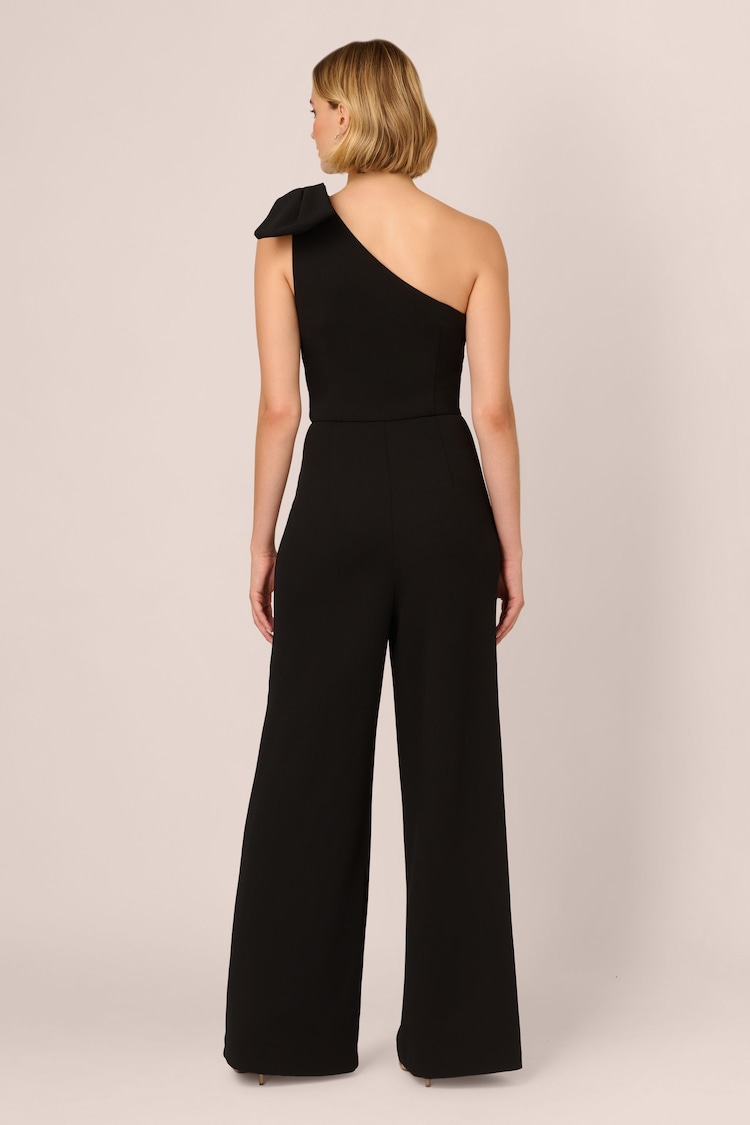 Adrianna Papell Black One Shoulder Bow Jumpsuit - Image 2 of 7