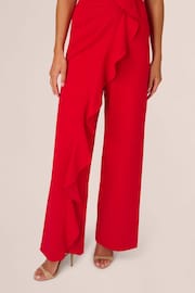 Adrianna Papell Red Ruffle Knit Crepe Jumpsuit - Image 5 of 7