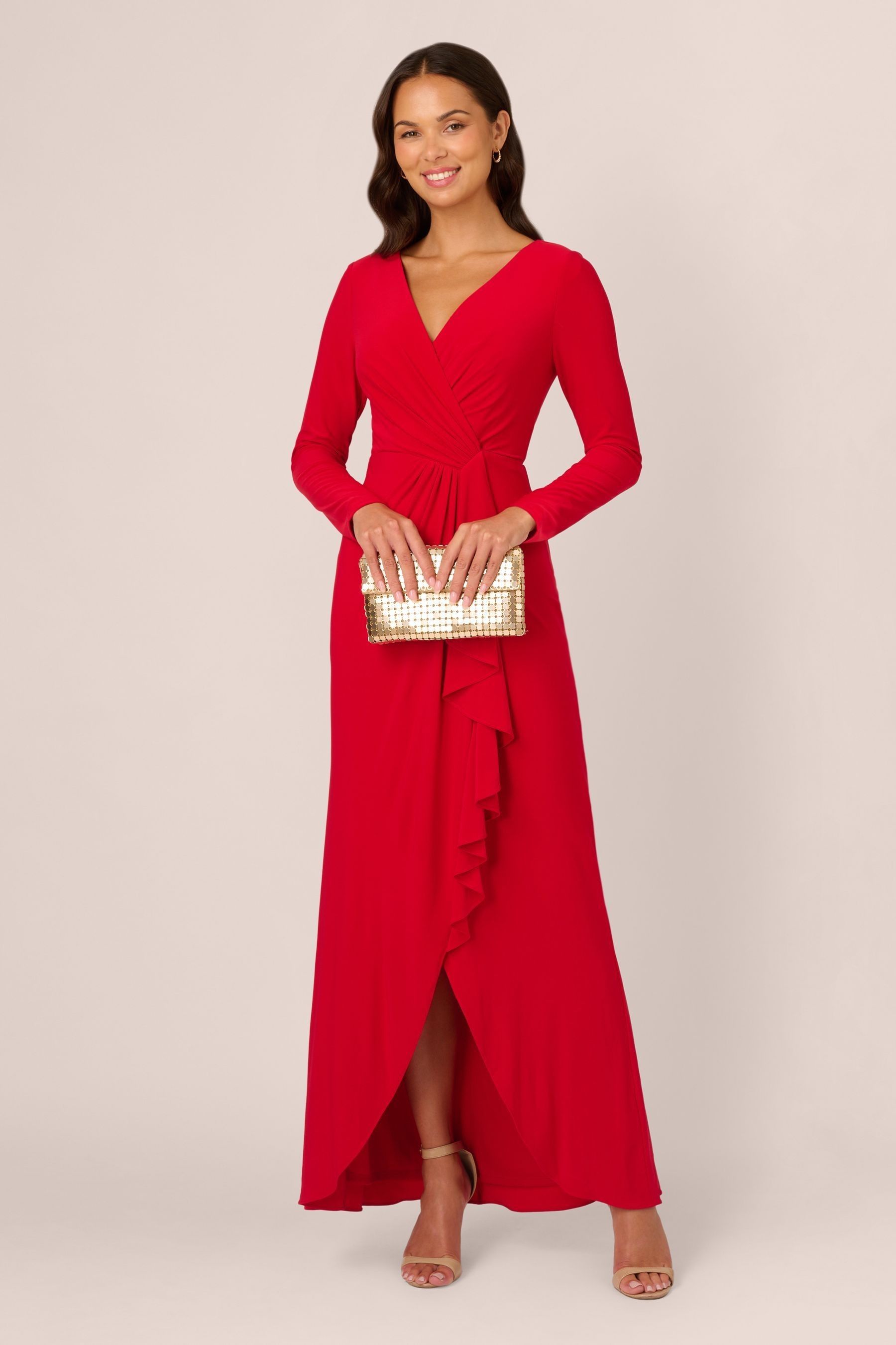Red long sleeve gown clearance