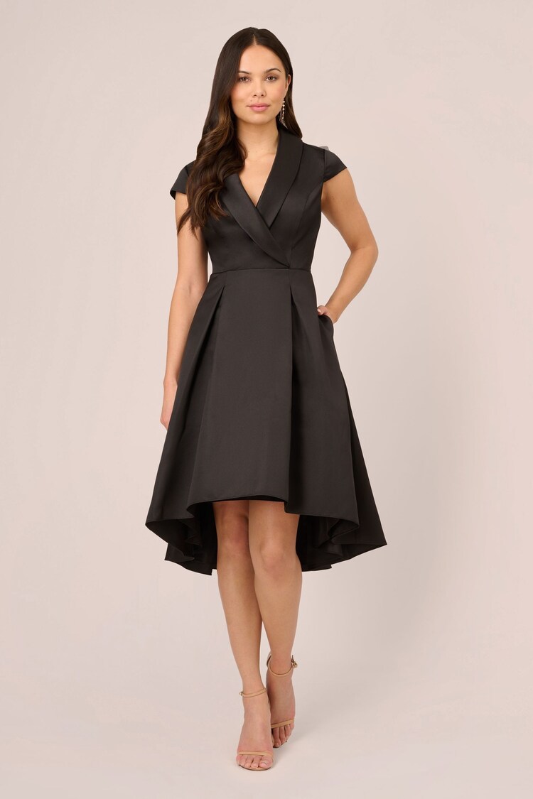 Adrianna Papell High-Low Cocktail Black Dress - Image 1 of 7