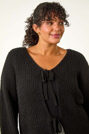 Roman Black Curve Bow Detail Knit Cardigan - Image 4 of 5