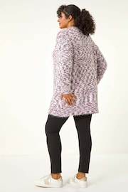 Roman Pink Curve Fluffy Textured Cardigan - Image 3 of 5