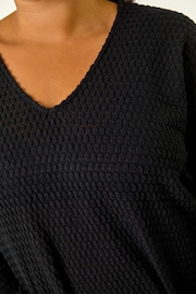 Roman Black Curve V-Neck Crotchet Knit Top - Image 5 of 5