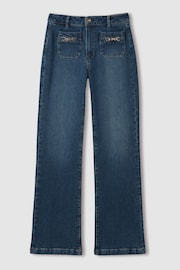 Paige Savon Blue Wide Leg Patch Pocket Jeans - Image 2 of 7