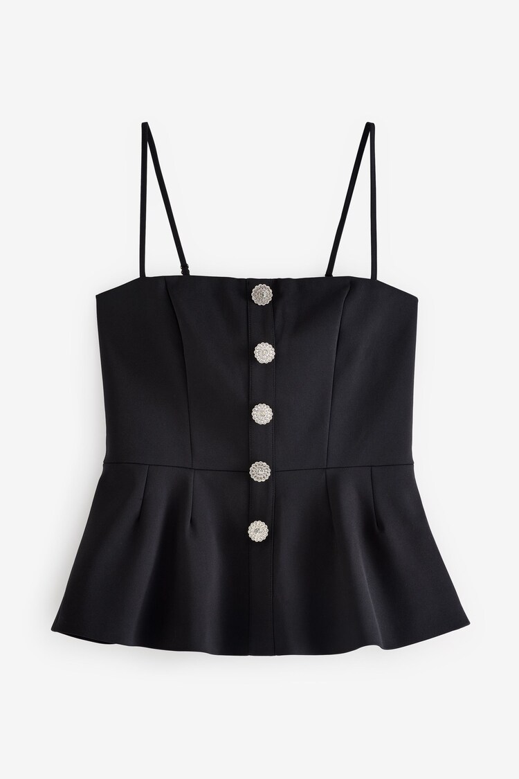 Club L Black Skyla Strappy Top With Buttons - Image 7 of 7