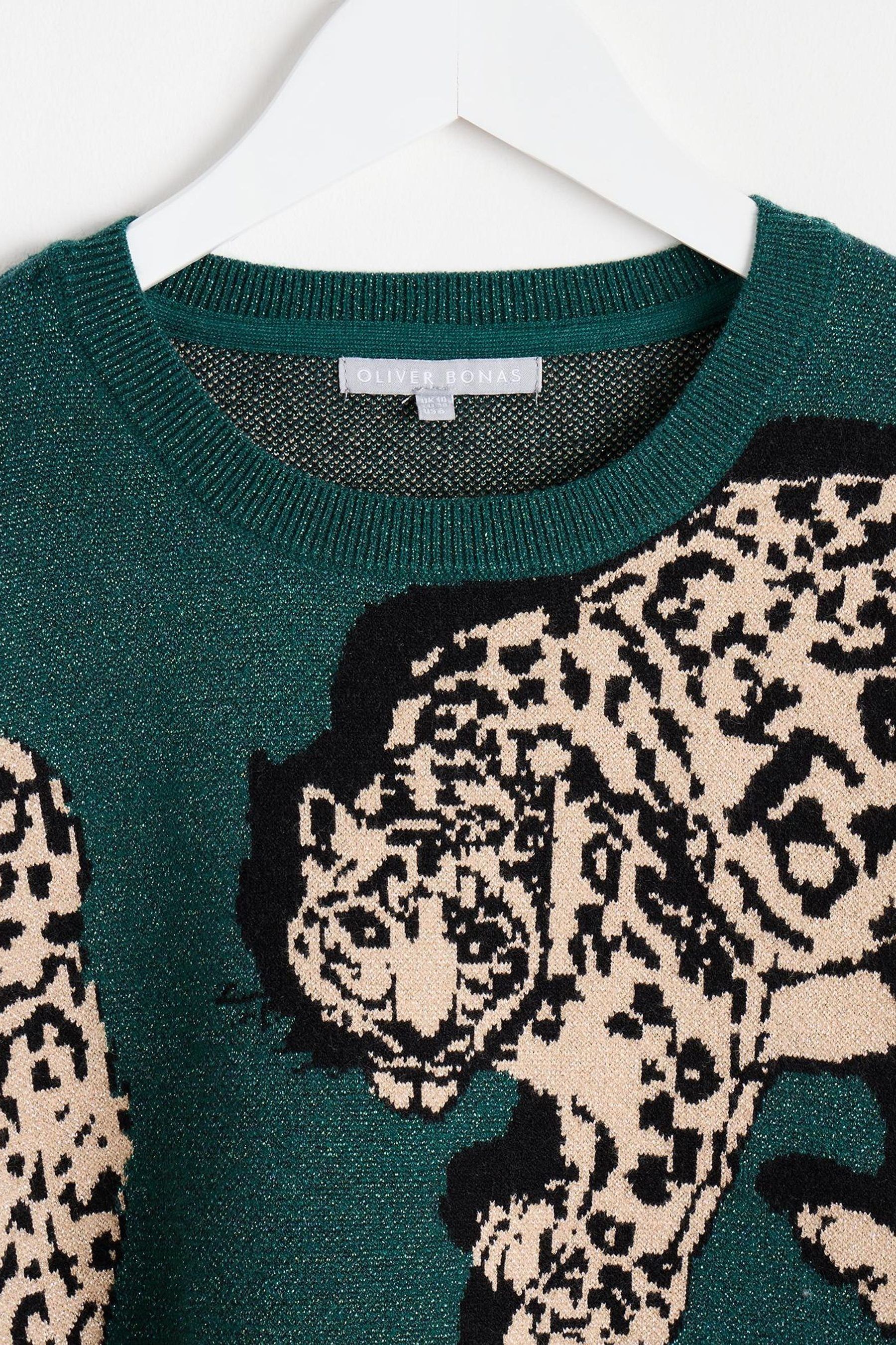 Buy Oliver Bonas Green Sparkly Leopard Knitted Jumper from the Next UK online shop