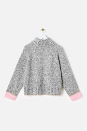 Oliver Bonas Grey Marl Sequin Knitted Roll Neck Jumper - Image 2 of 6