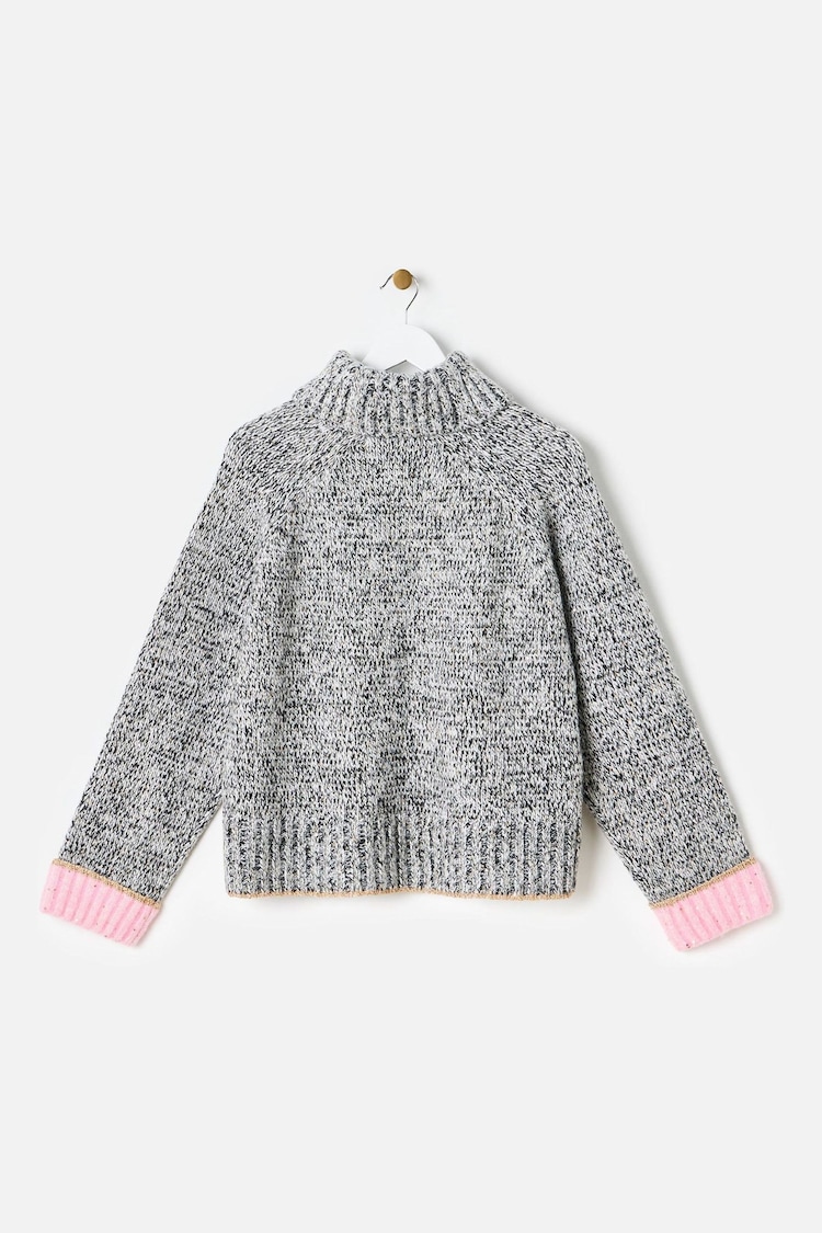 Oliver Bonas Grey Marl Sequin Knitted Roll Neck Jumper - Image 2 of 6