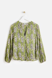 Oliver Bonas Green Tiger Print Spotty Blouse - Image 3 of 8