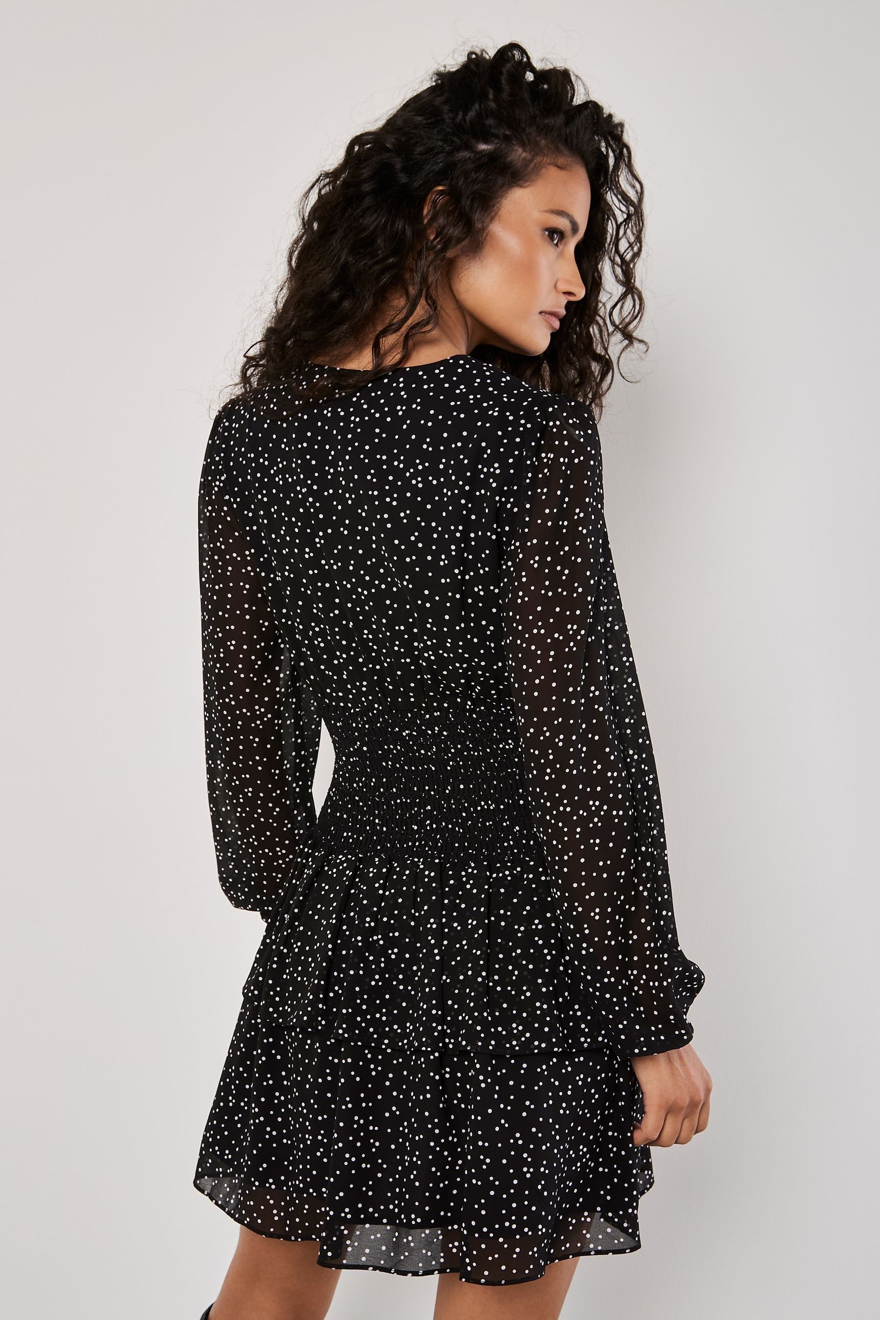 Buy Apricot Black Spot Smock and Layer Tiered Dress from the Next UK online shop