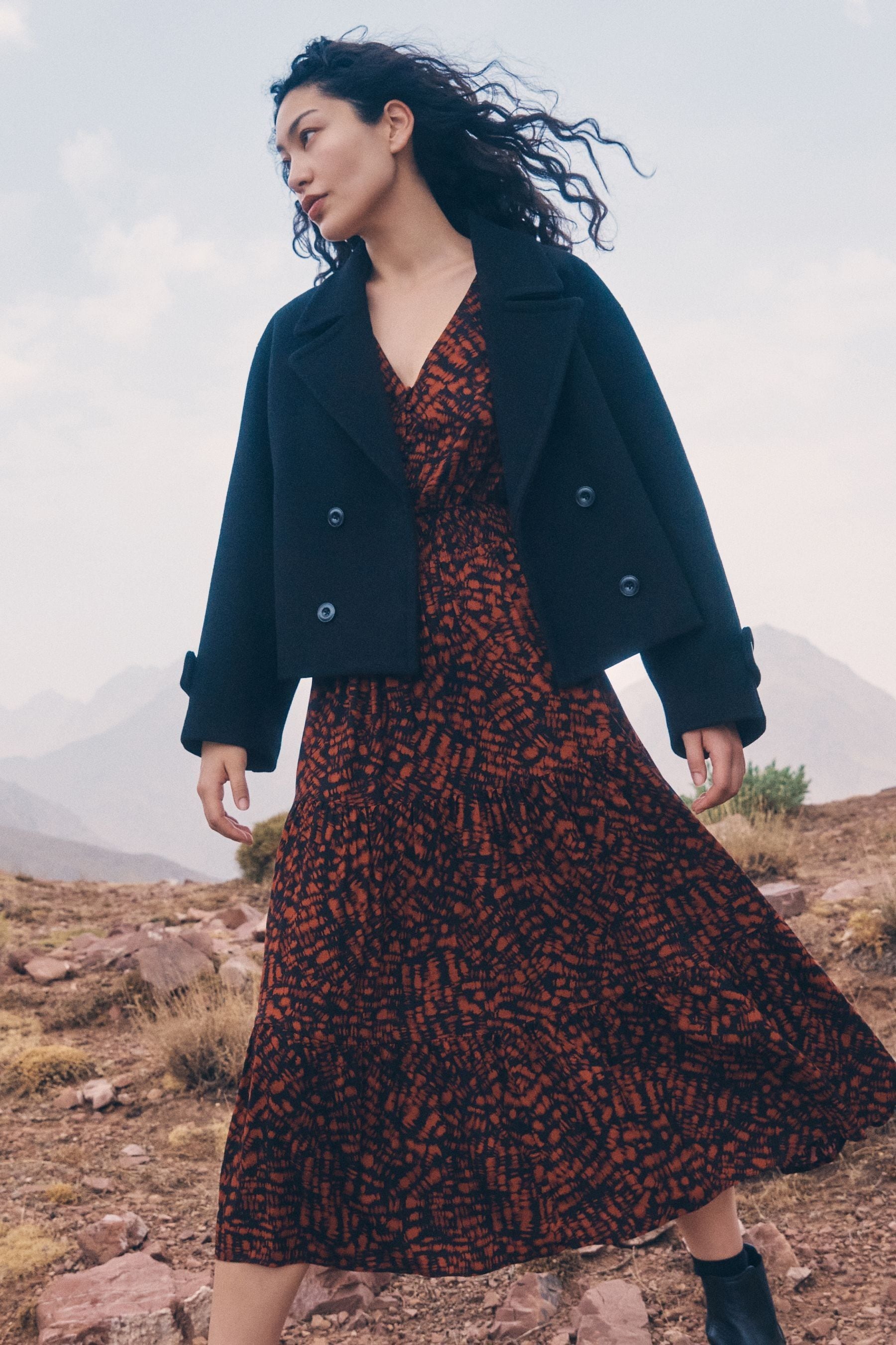 Buy Apricot Black Pea Coat from the Next UK online shop
