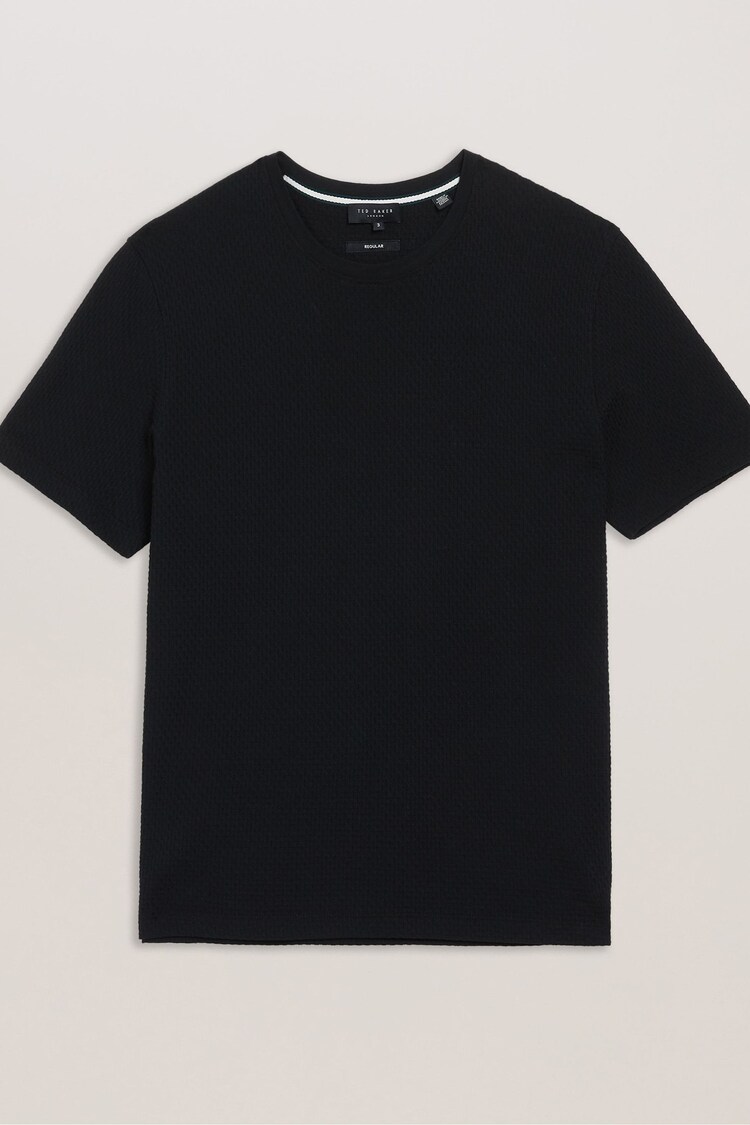 Ted Baker Black Curlys Short Sleeve Regular Textured 100% Cotton T-Shirt - Image 5 of 5