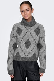 JDY Black Long Sleeve Jacquard Knitted Jumper - Image 4 of 6