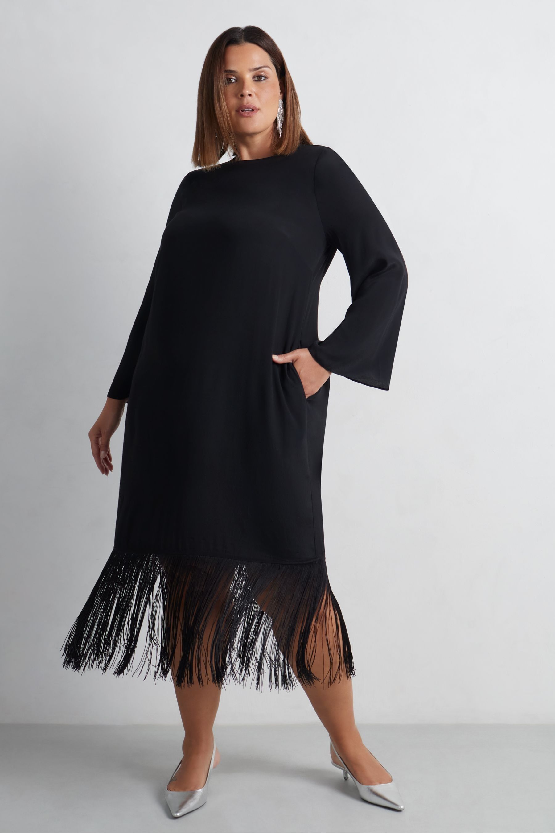 Plus size fringe dress uk best sale