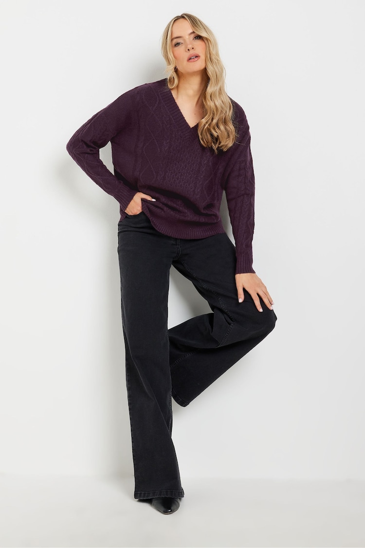 Long Tall Sally Purple V Front Cable Jumper - Image 2 of 3