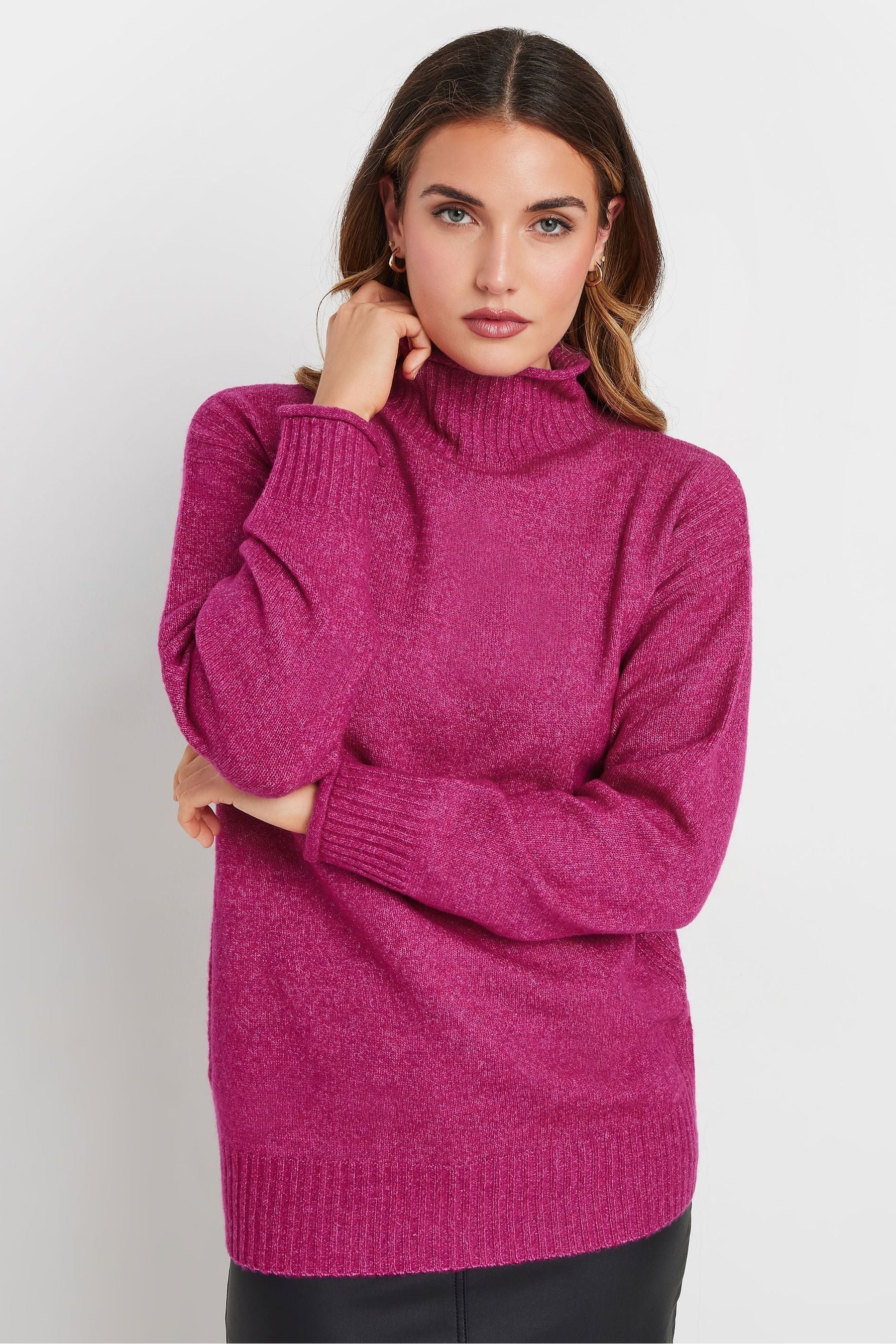 Pink funnel neck jumper new arrivals