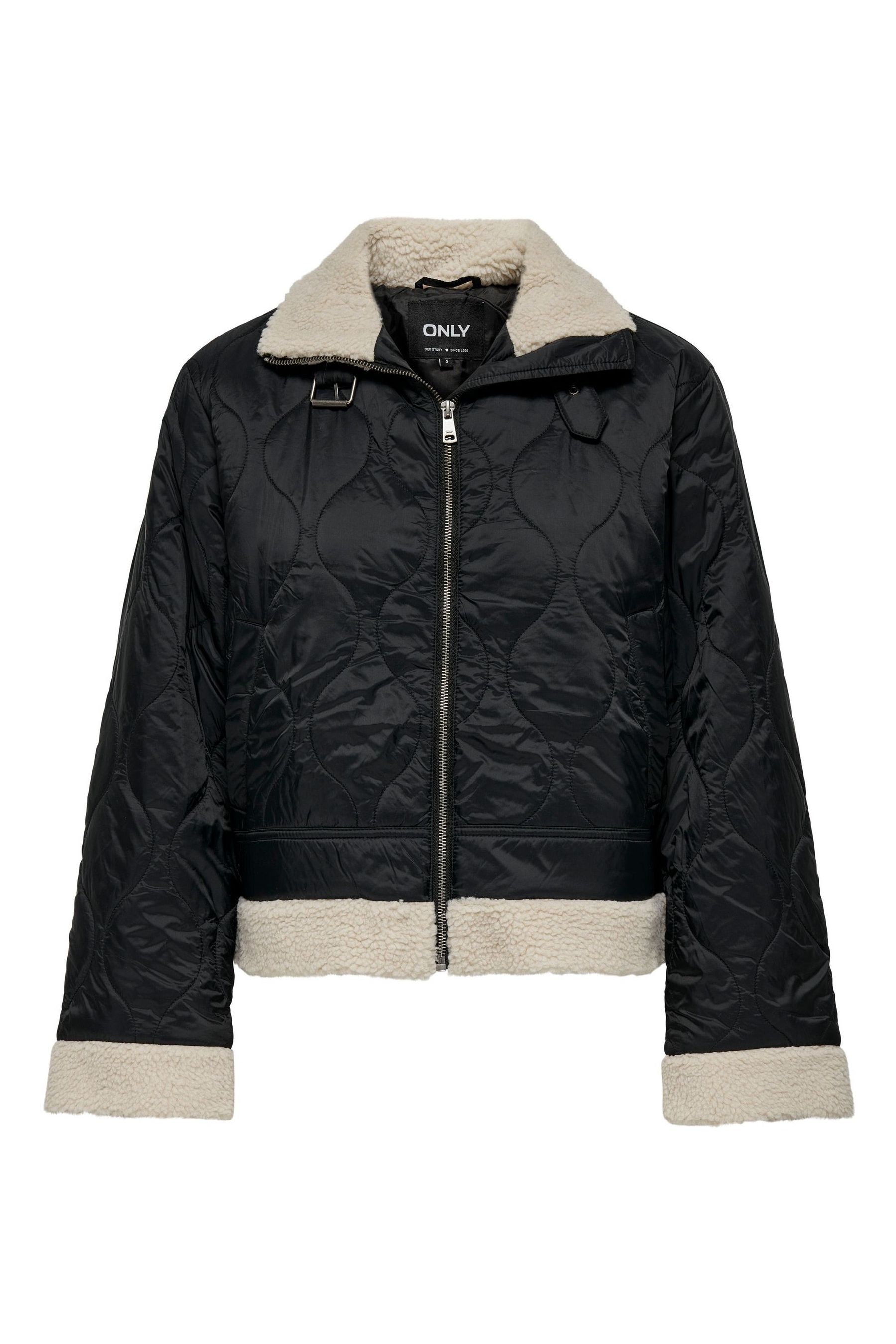 Black cropped borg jacket store