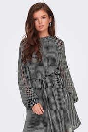 ONLY Black Long Sleeve Check Patterned Waisted Mini Dress - Image 5 of 7