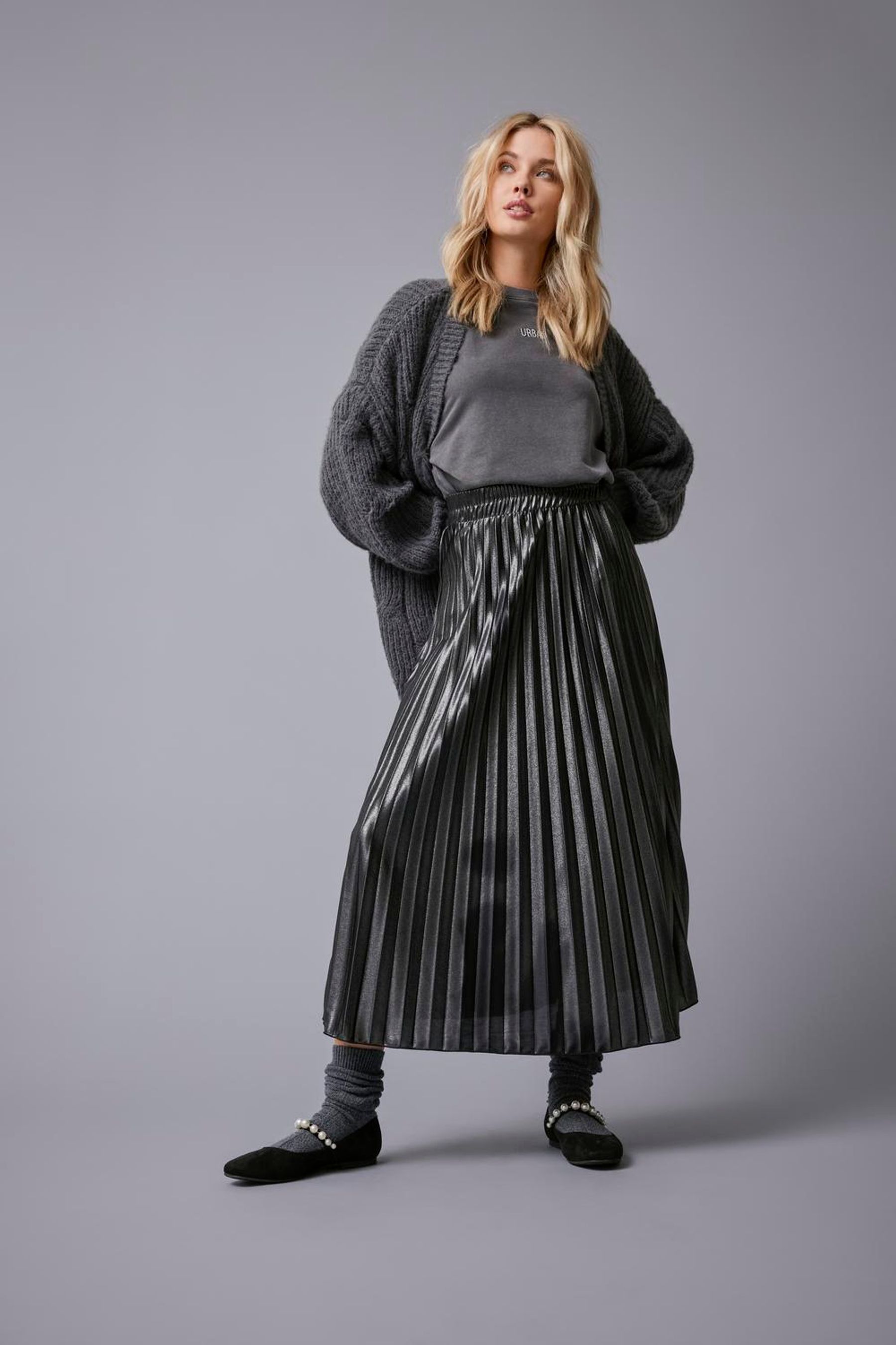 Pleated midi skirt next hot sale