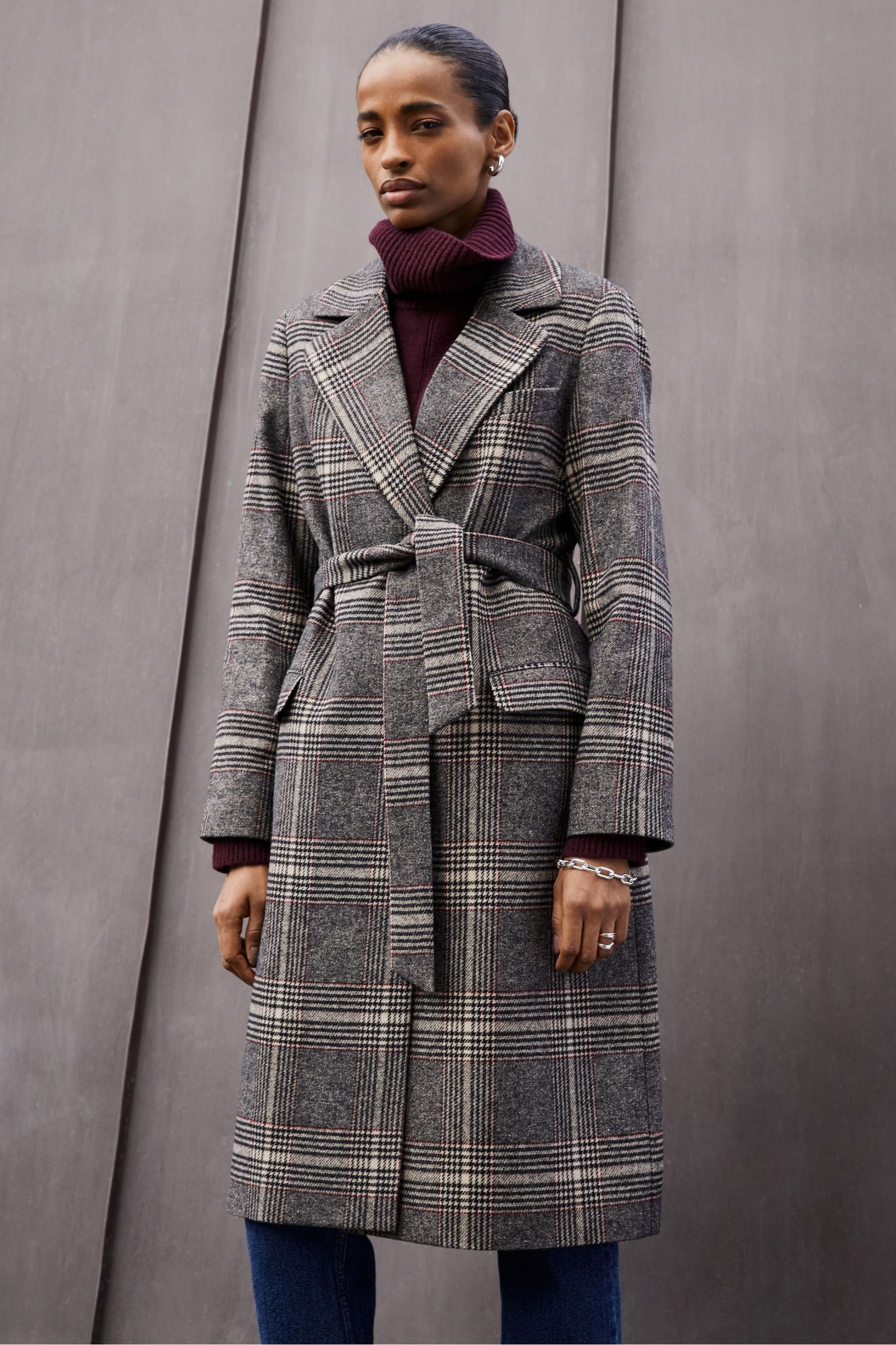 Next grey check coatigan hotsell