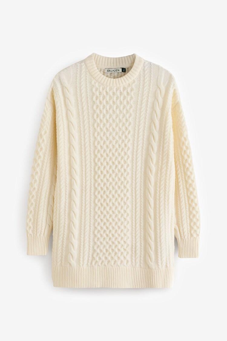 Baukjen Aisha Wool Blend Cable White Jumper - Image 1 of 1