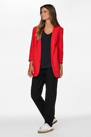 PIECES Red Ruched Sleeve Blazer - Image 1 of 3