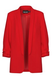 PIECES Red Ruched Sleeve Blazer - Image 3 of 3