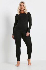 Yours Curve Black Thermal Heat Long Sleeve Top - Image 3 of 5