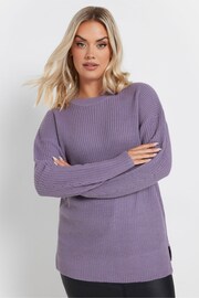 Yours Curve Purple Drop Shoulder Solid Jumper - Image 1 of 9