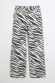 River Island Black Relaxed 100% Cotton High Rise Straight Zebra Jeans - Image 4 of 6