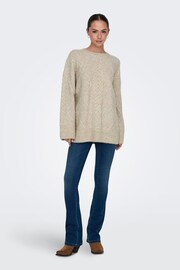 JDY Cream Longline Cable Knitted Jumper - Image 4 of 7