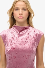 Superdry Pink Velvet Bodycon Dress - Image 2 of 3