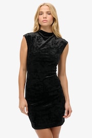 Superdry Black Velvet Bodycon Dress - Image 1 of 1